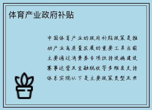 体育产业政府补贴