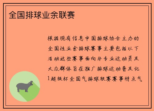 全国排球业余联赛